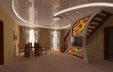 Многоуровневые натяжные потолки 4